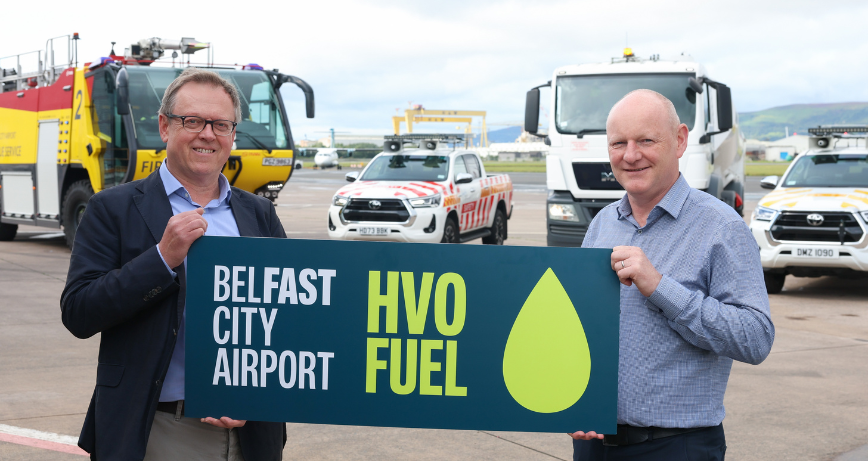 Ian Nuttall, Environment and Sustainability Manager at Belfast City Airport, and Michael McDowell, Airfield Operations Manager at Belfast City Airport